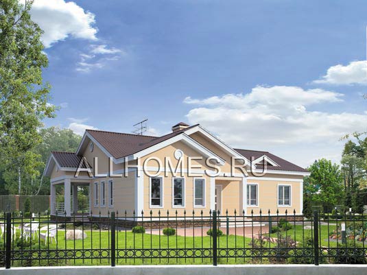 Проект одноквартирного коттеджа I-147-1P площадью 146.70 кв.м и материалом пеноблоки