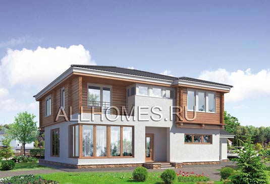 Проект добротного двухэтажного коттеджа L-311-1P площадью 311.00 кв.м и материалом пеноблоки