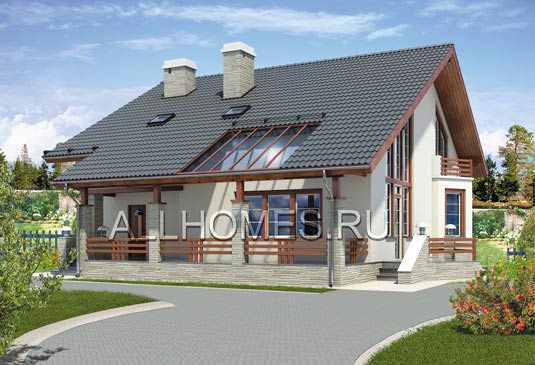 Проект коттеджа в скандинавском стиле K-234-1K площадью 234.00 кв.м и материалом кирпич