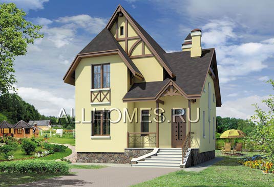 Проект двухэтажного дома с дускатной кровлей I-137-1P площадью 137.00 кв.м и материалом пеноблоки