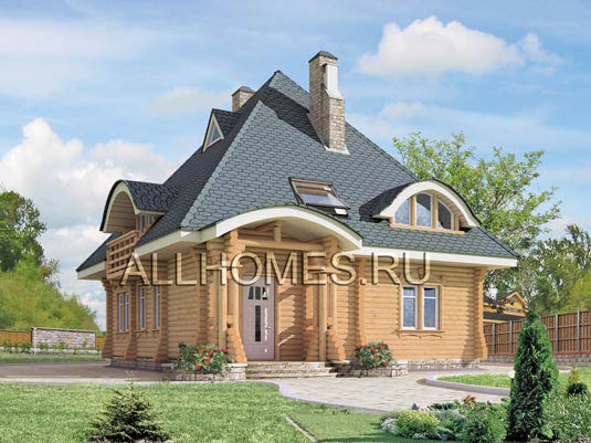 Проект коттеджа из оцилиндрованного бревна J-178-1D площадью 178.30 кв.м и материалом дерево