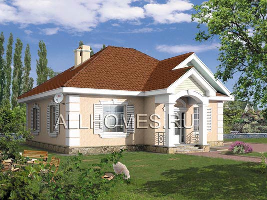 Проект загородного дома из ячеистого бетона F-131-1P площадью 130.80 кв.м и материалом пеноблоки