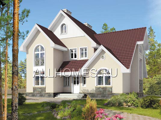 Проект уютного загородного коттеджа из пенобетона J-160-1P площадью 159.20 кв.м и материалом пеноблоки