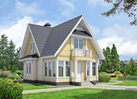 Проект коттеджа с двухскатной крышей и камином I-139-1P