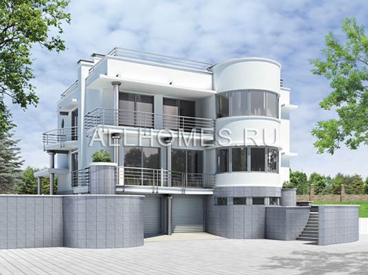 Проект роскошного особняка с плоской кровлей S-425-1K площадью 425.10 кв.м и материалом кирпич