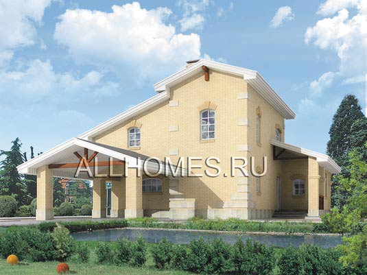 Проект загородного особняка из газобетона G-129-1P площадью 129.10 кв.м и материалом пеноблоки