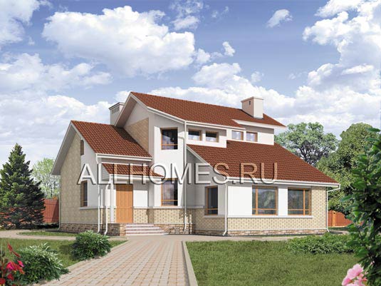 Проект коттеджа из пенобетона E-140-1P площадью 140.20 кв.м и материалом пеноблоки