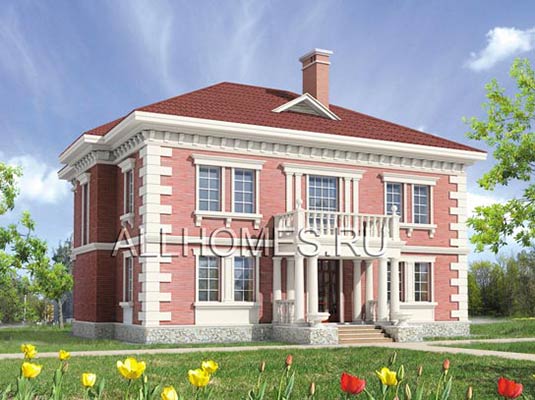 Проект особняка в классическом стиле J-267-1K площадью 266.80 кв.м и материалом кирпич