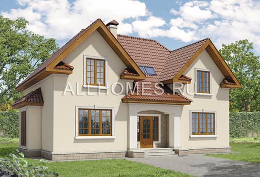 Проект коттеджа с простой планировкой K-182-1P площадью 182.00 кв.м и материалом пеноблоки