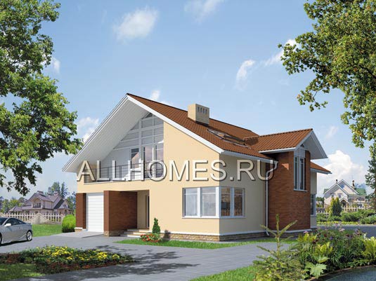 Проект современного двухэтажного коттеджа из ячеистого бетона J-222-1P площадью 222.10 кв.м и материалом пеноблоки