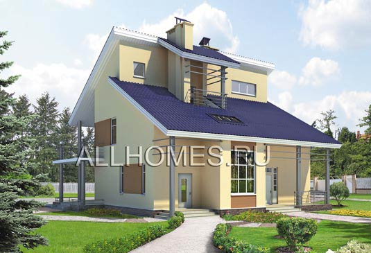 Проект современного двухэтажного частного дома K-246-1K площадью 245.80 кв.м и материалом кирпич