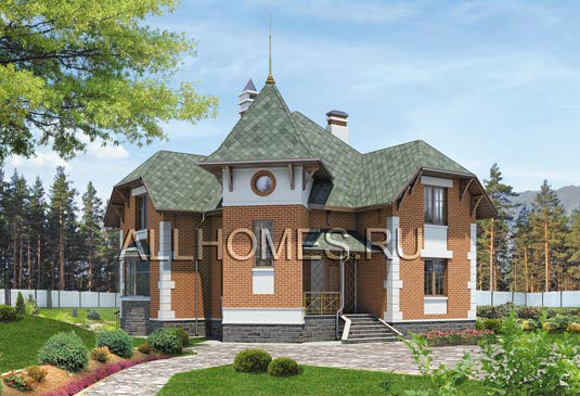 Проект кирпичного 2-х этажного частного дома L-204-1K площадью 203.00 кв.м и материалом кирпич