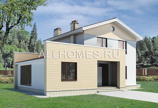 Проект стильного садового дома I-146-1P площадью 145.40 кв.м и материалом пеноблоки