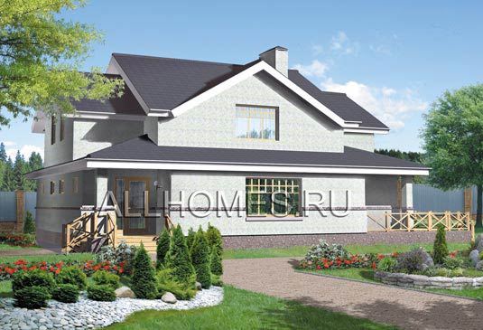 Проект особняка из газобетонных блоков H-218-1P площадью 217.90 кв.м и материалом пеноблоки