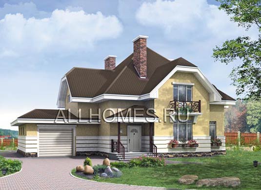 Проект коттеджа для семьи из 3 - 4 человек K-244-2K площадью 244.10 кв.м и материалом кирпич