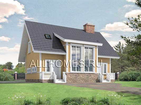 Проект небольшого загородного каркасного коттеджа H-156-1S площадью 156.40 кв.м и материалом каркас