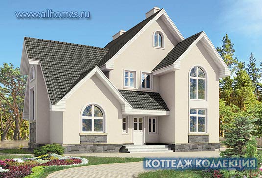 Проект загородного дома с кмином из пенобетона J-160-2P площадью 159.20 кв.м и материалом пеноблоки