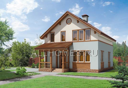 Проект загородного двухэтажного дома из блоков из ячеистого бетона I-138-1P площадью 137.40 кв.м и материалом пеноблоки