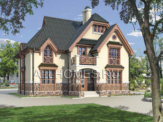 Проект загородного коттеджа из блоков из ячеистого бетона I-182-1P площадью 182.10 кв.м и материалом пеноблоки