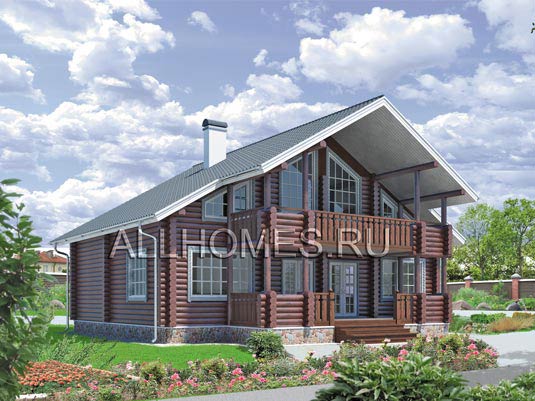 Проект коттеджа с сауной и летними террасами J-210-1D площадью 175.70 кв.м и материалом дерево