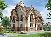 Проект загородного особняка с французскими балконами H-157-1P