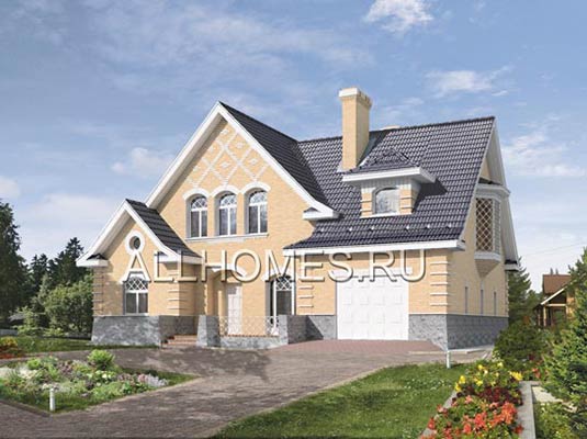 Проект загородного дома в английском стиле L-250-1K площадью 249.90 кв.м и материалом кирпич