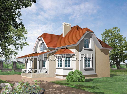 Проект дома с двумя эркерами F-145-1P площадью 145.00 кв.м и материалом пеноблоки