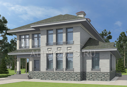 Проект двухэтажного кирпичного дома L-238-1K площадью 237.70 кв.м и материалом кирпич