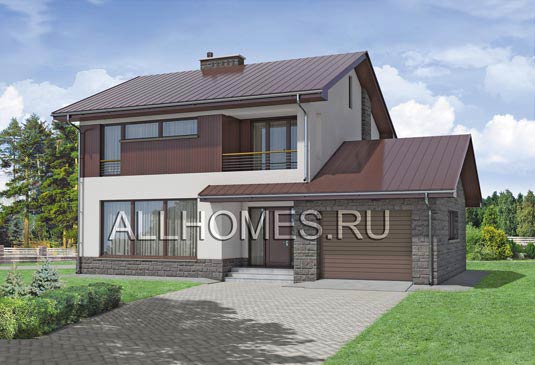 Проект современного дачного дома J-188-1P площадью 188.00 кв.м и материалом пеноблоки