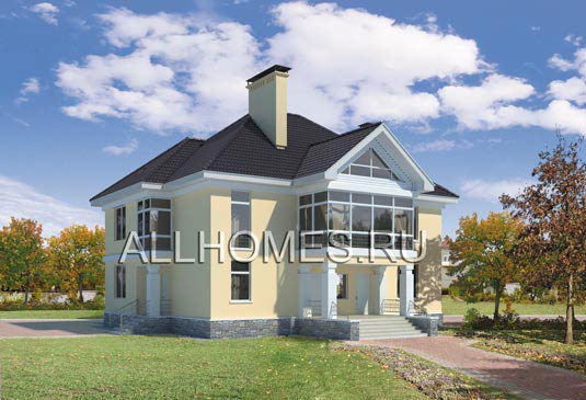 Проект особняка из кирпича с развитой планировочной схемой L-285-1K площадью 285.00 кв.м и материалом кирпич