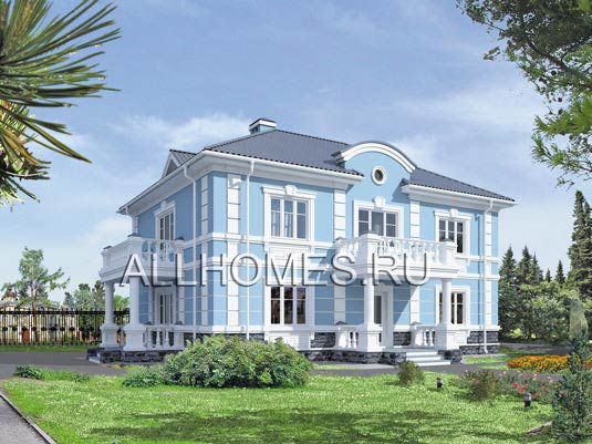 Проект коттеджа в классическом стиле L-236-1P площадью 235.60 кв.м и материалом пеноблоки