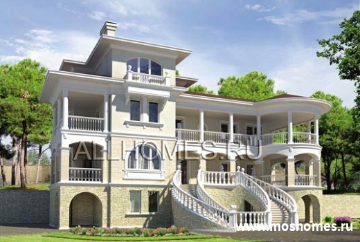 V-500-1P Проект загородного особняка в строгом классическом стиле