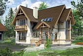 J-176-1P Проект загородного дома из ячеистого бетона с элементами из дерева