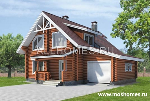 Купить проект небольшого деревянного дома с гаражом I-156-1D на сайте moshomes.ru