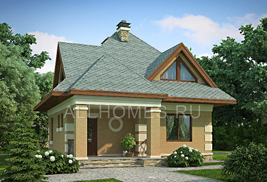 Проект компактного загородного дома 8х8 I-100-1P площадью 99.70 кв.м и материалом пеноблоки