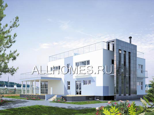 Проект загородного дома с плоской эксплуатируемой кровлей S-688-1K площадью 688.70 кв.м и материалом кирпич