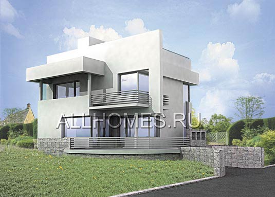 Проект ультрасовременного коттеджа с плоской кровлей K-257-1P площадью 257.10 кв.м и материалом пеноблоки