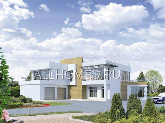 Проект жилого дома с зимним садом S-420-1P площадью 420.40 кв.м и материалом пеноблоки