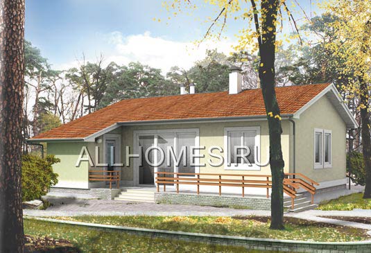 Проект комфортного загородного дома C-054-1P площадью 53.80 кв.м и материалом пеноблоки