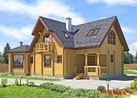 Проект бревенчатого загородного коттеджа J-181-1D