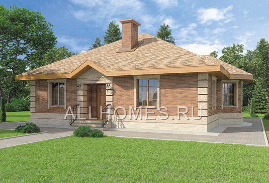 Проект небольшого коттеджа из керамического F-085-1K площадью 85.70 кв.м и материалом кирпич