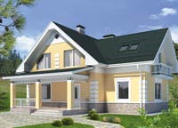 Проект коттеджа с верандой и террасой J-191-1P