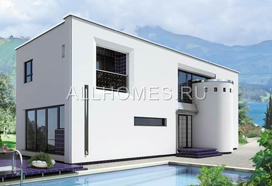 Проект коттеджа в современном архитектурном стиле K-172-1P площадью 171.70 кв.м и материалом пеноблоки