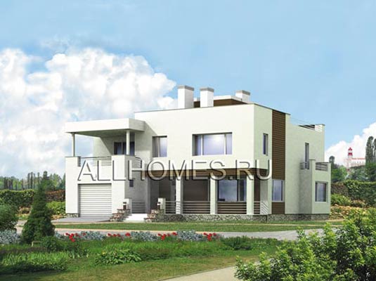 Проект коттеджа в стиле конструктивизма с плоской крышей L-340-1K площадью 341.00 кв.м и материалом кирпич