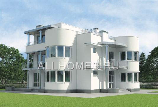 Проект кирпичного дома в стиле хай тек V-555-1K площадью 555.00 кв.м и материалом кирпич