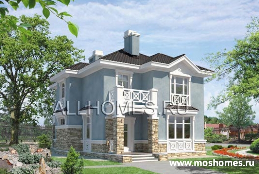 J-166-1P Проект двухэтажного дачного дома из пенобетона